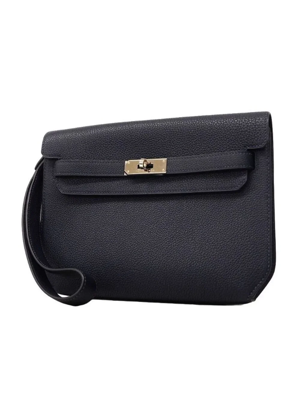 Hermes Clutch Kelly Depeches 25 Togo Blue Indigo Silver